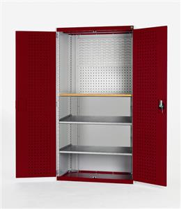 40022090.** Bott cubio mini workshop cupboard 1300mm wide x 650mm deep x 2000mm high supplied with Louvre/perfo back panels, 2 x shelves and 1 x wooden worktop....